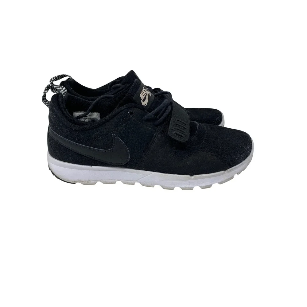 Nike SB Trainerendor Black White Suede Low Top Sneakers 806309-002 Mens 9